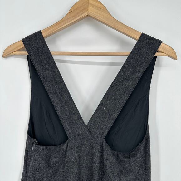 Free People Gemma’s Favorite Dress Wool Blend V-Neck Apron Style Pinafore Gray - Picture 4 of 13